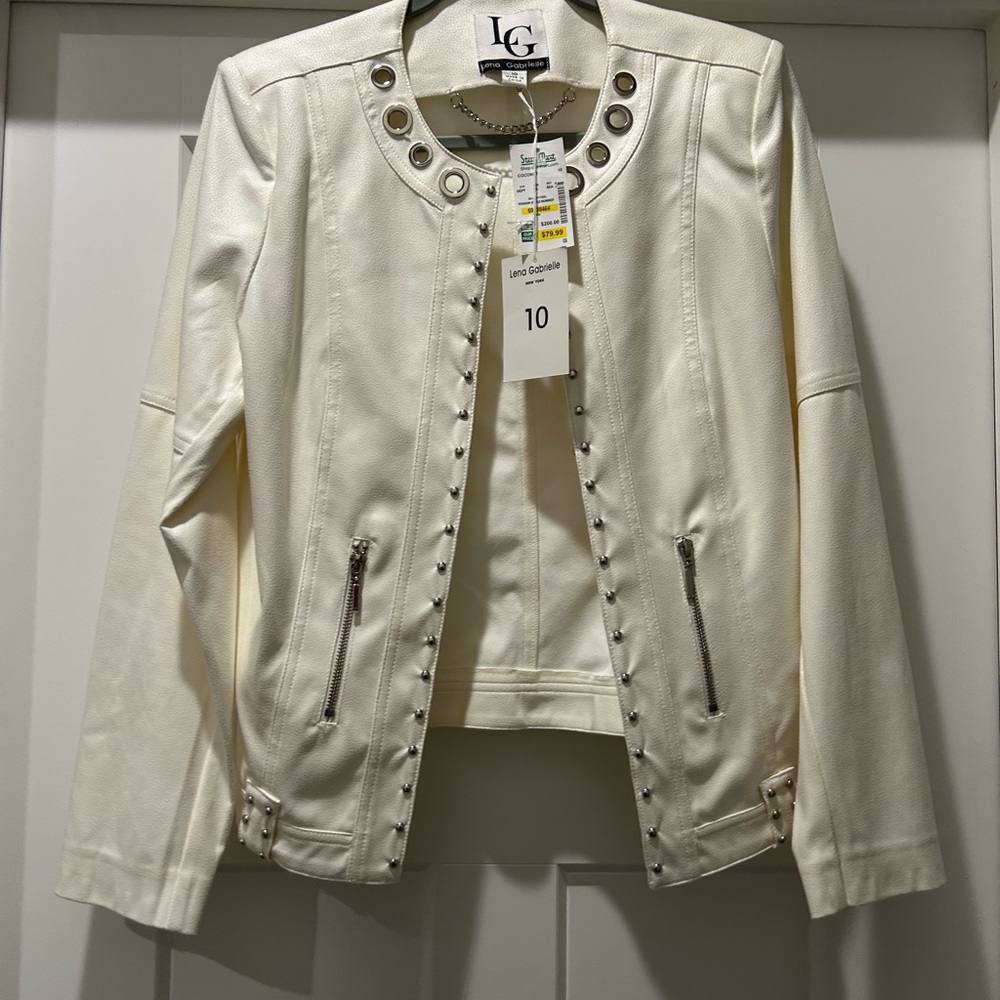 LG Women's Cream Blazer with Studded Accents